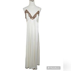 Sears Cream and Brown Vintage Slip Dress